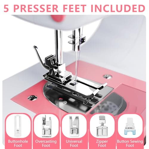 Portable Sewing Machine for Beginners – Clearance! 12 Built-in Stitch Options, Adjustable 2-Speed Foot Pedal, LED Sewing Light, and 32 Color Thread Kit – Ideal for Home Sewing – Only $39.99 5