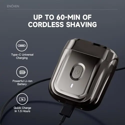ENCHEN Electric Shavers for Men – Portable, Waterproof, Rechargeable Dual-Head Design, Close & Smooth Shaves, Travel-Size Pocket Fit for Men 7