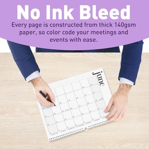 S&O Modern Minimal Wall Calendar from January 2024-June 2025 - Tear-Off Monthly Calendar - 18 Month Academic Wall Calendar - Hanging Calendar to Track Anniversaries & Appointments - 13.5"x10.5”in 8