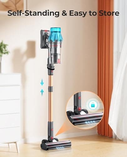 Cordless Vacuum Cleaner 550W/45Kpa, Stick Vacuum Cleaners 60 Mins Max Runtime with Charging Dock, Self-Standing Handheld Vacuum with Touch Display, 6-in-1 Vacuum Cleaner for Carpet/Hard Floor/Pet Hair 6