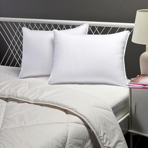 Amazon Basics Down Alternative Pillow for Back Side Sleepers, Medium Density, Standard Size, 26" x 20", 2-Pack, White 10