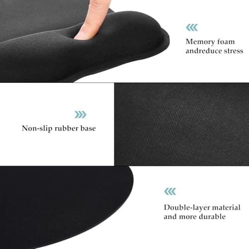 EooCoo Ergonomic Mouse Pad with Wrist Support, Mousepad with Memory Foam Wrist Rest and Non-Slip Base for Computer, Cafe, Home & Office, 9.64 x 8.26 in Office Desk Accessories 7