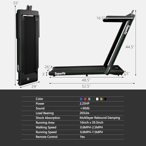 Goplus 2 in 1 Folding Treadmill, 2.25HP Superfit Under Desk Electric Treadmill, Installation-Free with Remote Control, APP Control and LED Display, Walking Jogging for Home Office 9