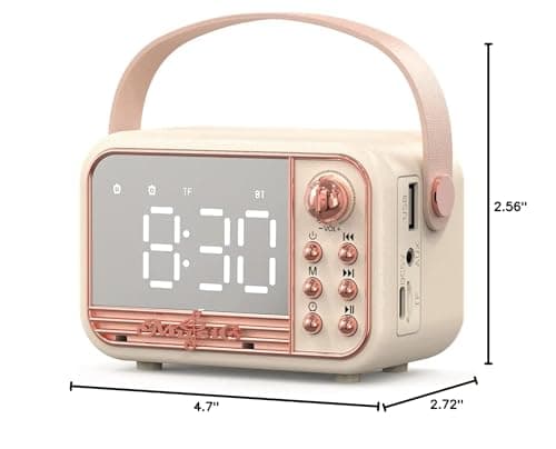 Anliato Retro Bluetooth Speaker, Vintage Portable Wireless Bluetooth Speakers with Alarm Clock Loud Volume Support TF Card U Disk AUX Old Style for Kitchen Bedroom Home Outdoor (Beige White) 9