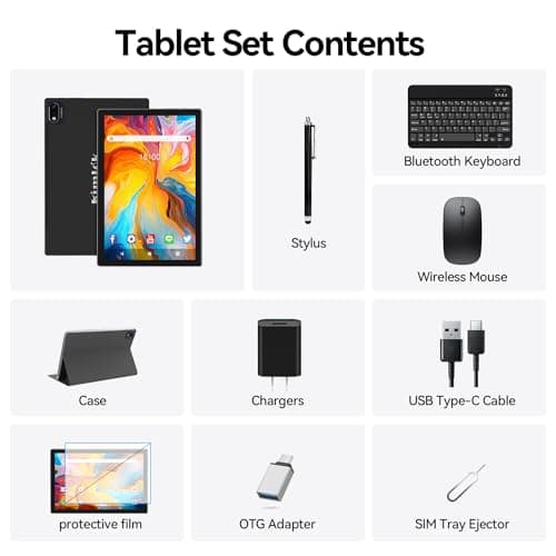 Android 13 Tablet 2025 Latest 10 inch Octa-Core Tableta, 128GB ROM+16GB RAM (8+8 Virtual)+1TB Expand, 5G WiFi Tablets with 13MP+8MP Camera, 8000 mAh Battery, 2 in 1 Tablet with Keyboard, Mouse, Case 8