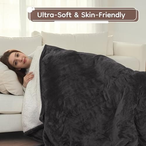 LaffyLo Electric Heated Blanket Full Size - 72"x84", Soft Flannel Heating Blanket, 10 Heating Levels, 1-12 H Auto Shut Off, Breathable Warm and Washable for Bed, Dark Grey 7