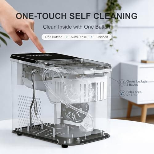 38lbs Per Day Countertop Ice Maker, 9 Ice Cubes in 3.5 Minutes, Self-Cleaning Portable Ice Machine with 2 Bullet Sizes for Kitchen, Camping, RV, and Party 6