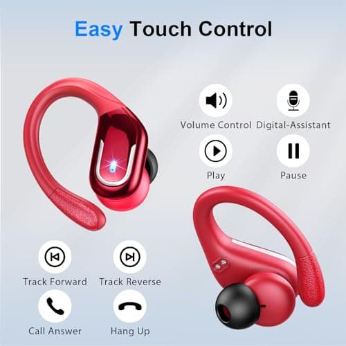 Wireless Earbud, 75Hrs Bluetooth 5.4 Headphones IP7 Waterproof for Sport, Running Wireless Earphones with ENC Noise Canceling Mics, Deep Bass Over Ear bud with Earhooks for Android, iOS, Workout, Gym 6