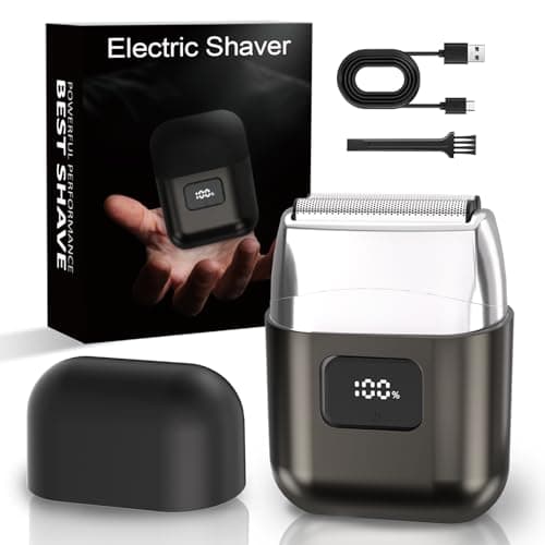 YOXSPD Electric Foil Shavers for Men: Mini Electric Razor with 3 Floating Blades, LED Display, Dual Speed - IPX7 Waterproof Wet/Dry Cordless Razor, USB Fast Charging, Travel Lock (Gray)
