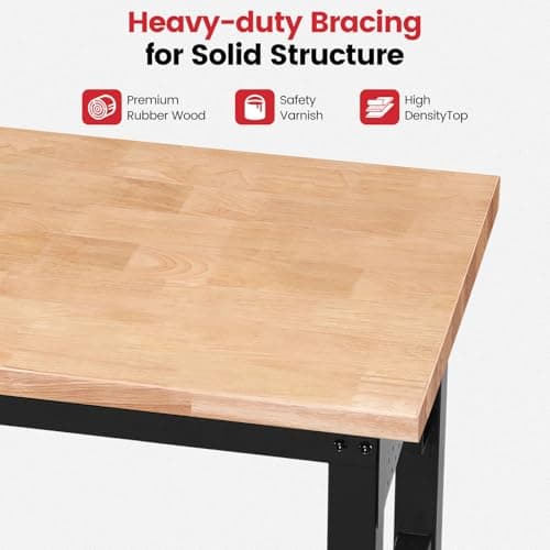 ENJOYWOOD Work Bench for Garage Adjustable Workbenches with Storage 60 Inch Garage Workbench with Under Table Shelf, Pegboard, Power Outlets for Woodworking, Home, Office, Workshop 5