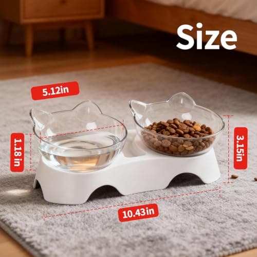 MILIFUN Cat Bowls, Cat Food Bowls Elevated Tilted, Anti Vomiting Kitty Bowl for Puppy and Bunny, Orthopedic for Indoor Cats. 5