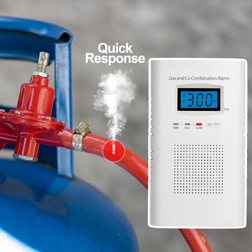 2 Pack Combination Gas & Carbon Monoxide Detectors - Plug in CO Alarm & Natural Gas Detector with Digital Display, CO Detector & Combustible Gas Detector for Home, Easy to Read 5