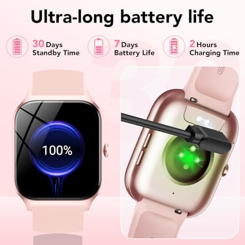 Smart Watch for Men Women, 1.85" HD Fitness Tracker with Bluetooth Calls/Messages, IP68 Waterproof, 115+Sports Modes, 24/7 Heart Rate/Sleep Fitness Watch Compatible with iOS/Android, Lotus Root Pink 6