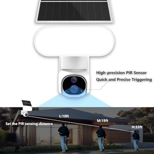 NIUNIUEV Solar Floodlight Security Camera,Wireless Outdoor Security PTZ Camera,100% Wire-Free,2K HD Resolution,2.4GHz WiFi Camera,Color Night Vision,Two-Way Talk (Only Camera) 7