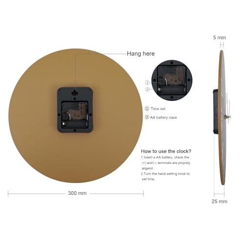Lafocuse 12 Inch Silent Brown Wall Clocks for Kitchen Living Room Decor, Wooden Rustic Wall Clock Battery Operated, Decorative Farmhouse Clock 8