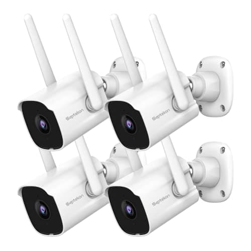 Septekon 2K Home Security Cameras, 4 Pack Wired WiFi Outdoor Security Cameras with Night Vision, Two-Way Audio, 2.4G WiFi, IP66, Motion Detection Alarm - P30