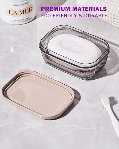 Travel Essentials Soap Holder with Lid,Leakproof Soap Dish with Drainage Layer, Portable Travel Soap Bar Case for Camping, Gym, Bathroom,Kitchen,Dormitory,Hotel(Clear) 9