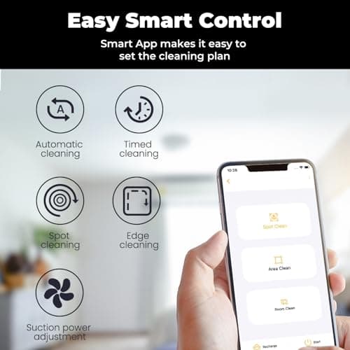 Thamtu Robot Vacuum Cleaner with Smart Navigation, Powerful Robotic Vacuum Cleaner and Mop for Pet Hair, APP Control, Carpet,Voice Control, Hard Floor, Auto-Recharge 8