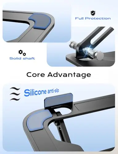 JCZT Adjustable Laptop Stand for Desk, Metal Foldable Laptop Riser, Portable Laptop Holder Mount, Ventilated Cooling Notebook Stand for MacBook Air Pro, All 10-16'' Notebooks Laptops Black 7