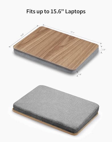 ZEAPTAC Portable Lap Laptop Desk with Pillow Cushion, Fits up to 15.6 inch Laptop, Lap Stand for Bed & Couch & Carpet, Book Tablet/Drawing Board/Computer Laptop Stand - Dark Brown Wood 6