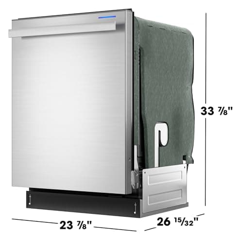 SHARP SDW6757ES Slide-In Dishwasher, Stainless Steel Finish, 24" Wide, Soil Sensors, Premium White LED Interior Lighting, Smooth Glide Rails, Heated Dry Option, Responsive Wash Cycles, Power Wash Zone 9