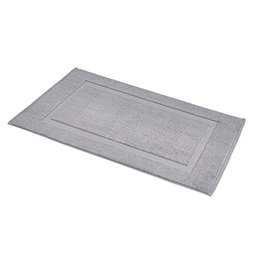 Amazon Basics Banded Bathroom Bath Rug Mat, Machine Washable, 100% Cotton, 31" x 20", Powder Gray