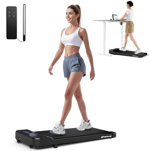 Goplus Walking Pad, 2.5 HP Under Desk Treadmill with Remote Control & LED Display, 3 Countdown Modes, 0.6-4 MPH Portable Treadmills for Home Small, Office, Free-Installation
