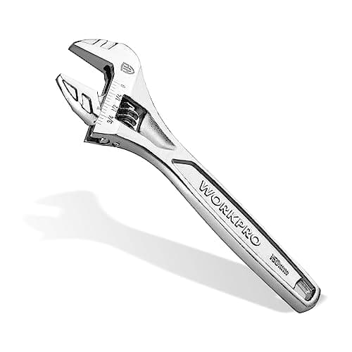 WORKPRO Adjustable Wrench, 6-inch Heavy Duty Spanner with Inch/Metric Scale, Premium Cr-V Steel, Chrome Plated