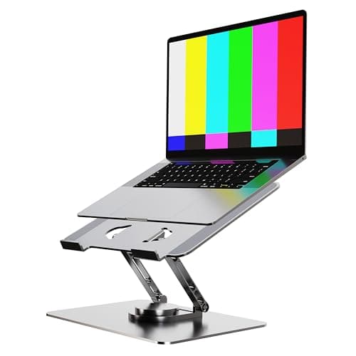 Adjustable Foldable Laptop Stand | 360° Rotating Base Holder, Ergonomic Design, Heat Dissipation | Height Flexible for Better Posture, Multi-Angle Riser Stand | Fits All Laptops & Tablets | 11 Inches