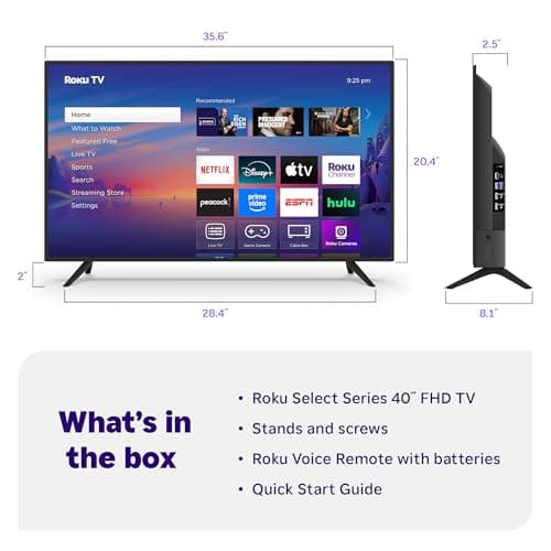 Roku Smart TV – 40-Inch Select Series, 1080p Full HD TV – RokuTV with Voice Remote – Flat Screen LED Television with Wi-Fi for Streaming Live Local News, Sports, Family Entertainment 9