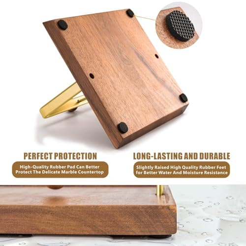 Wood Napkin Holder for Table, Square Tabletop Napkin Dispenser with Sophisticatedly Metal Center Bar, Cocktail Napkin Holder for Home, Kitchen, Office, Restaurant, Hotel, Cafe, Bar 6