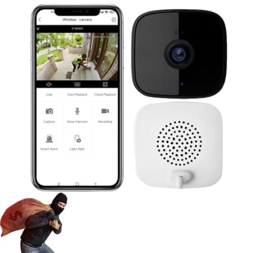 HURJZPO Safeview Security Camera, The Smarter Window Camera for Your Home, Smart 2k Window Security Camera, 2.4g&5g WiFi Indoor Camera for Home with Color Night Vision,Motion Detection (Camera)