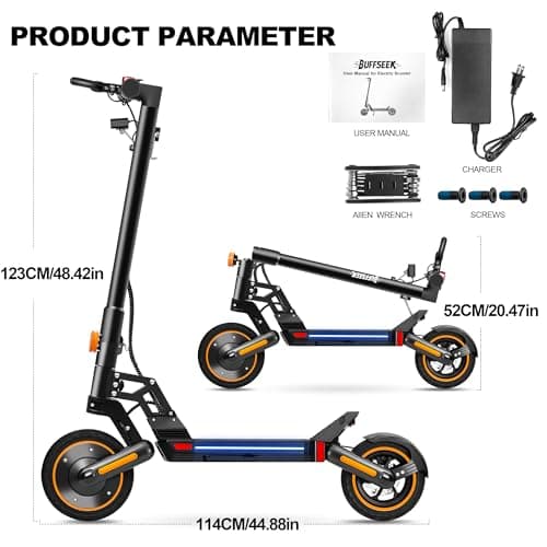 Electric Scooter for Adults - 500W Motor/10”Solid Off-Road Shock Tire,24MPH Max Speed Folding E-Scooter,Front and Rear Dual Suspension Lightweight Scooter for Campus Passage Urban Travel,UL Certified 6