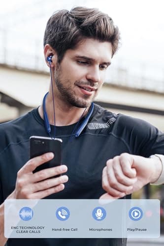 TONEMAC N8 Bluetooth Neckband Earbuds | 40Hrs Playtime Headphones, IPX6 Waterproof, Deep Bass Earphones, Clear Calls, Headset for Music, Sports, and Phone Calls Blue 7