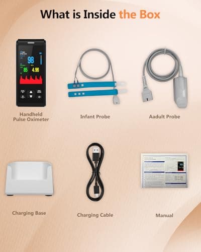 HealthTree Pulse Oximeter Fingertip Handheld Pulse Oximeter Overnight for Adult Kids Rechargeable Oxygen Monitor Fingertip for SpO2 and Pulse Rate Continuous 5