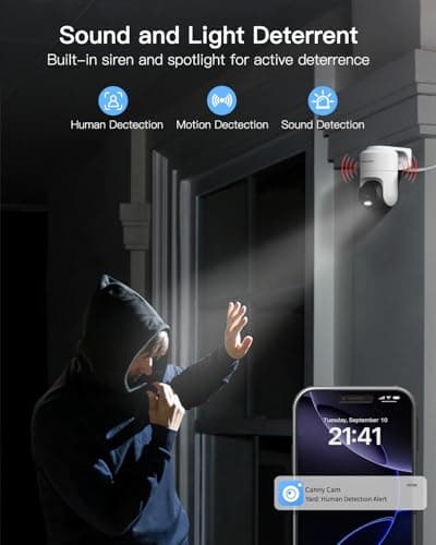 VIMTAG 2.5K Outdoor Camera, 5G Outdoor Security Camera, 360° View Cameras for Home Security, House Surveillance, Motion Tracking, Color Night Vision, Dual-Band WiFi, 2-Way Audio, Cloud/SD Card Storage 5