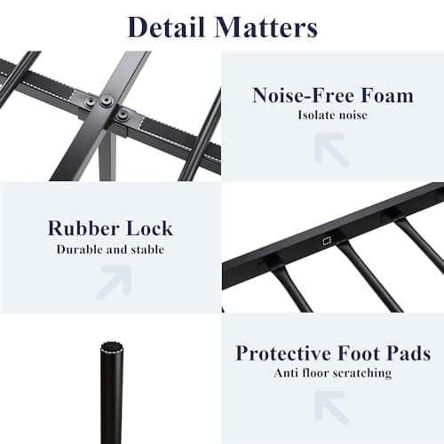 Allewie 14 Inch Queen Size Metal Platform Bed Frame with Victorian Vintage Headboard and Footboard/Mattress Foundation/Under Bed Storage/No Box Spring Needed/Easy Assembly/Noise Free/Black 7