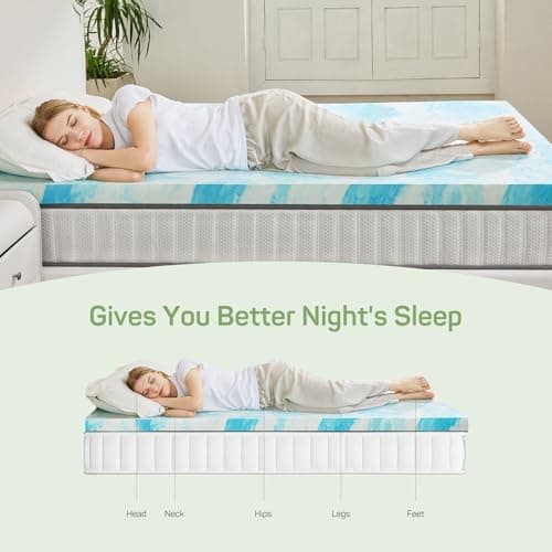 3 Inch Mattress Topper Twin XL Size, Gel Memory Foam Mattress Pad, CertiPUR-US Certified, Ventilated Bed Topper for Pressure Relief Back Pain, Blue 4