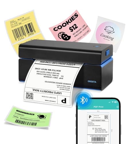 ORGSTA Bluetooth Shipping Label Printer T001-Plus Wireless 4x6 Thermal Label Printer for Small Business Support Android iPhone & Windows Widely Used for Amazon, Ebay, Shopify, Etsy, USPS