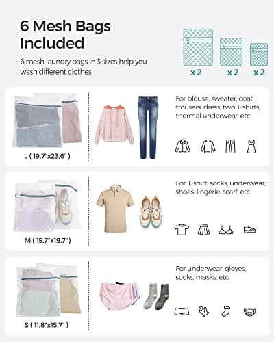 SONGMICS Laundry Hamper with Lid, 110L Clothes Hamper with 2 Removable Liner Bags, 6 Mesh Bags, Wicker Laundry Basket, Double Laundry Hamper for Bathroom, 13 x 22.4 x 23.6 Inches, Natural ULCB52NL 5