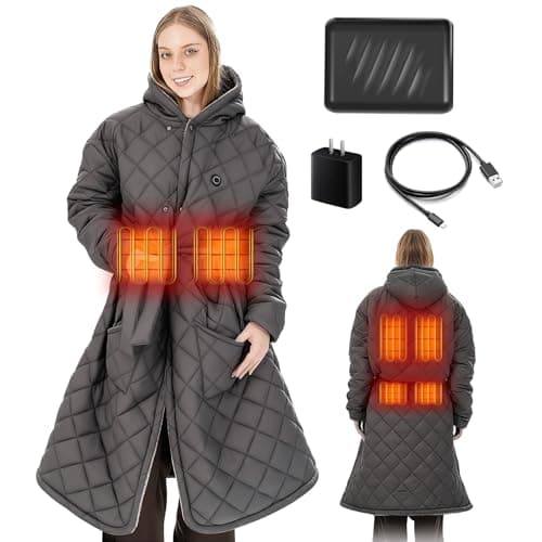 Portable Heated Battery Blanket Cordless Heated Blanket Wireless Wearable Heated Blanket Recharge for Women,20000mah,Electric Throw Blanket Snuggle Heated Coat Hoodie Heating Robe for Outside 45"x32"