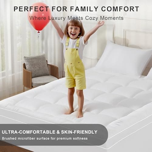 3 inch Mattress Topper King Size Pillow Top - Extra Thick Padded Mattress Pad & Protector, Breathable Fitted Deep Pocket 8-21, Ultra Soft & Supportive 1100GMS 5