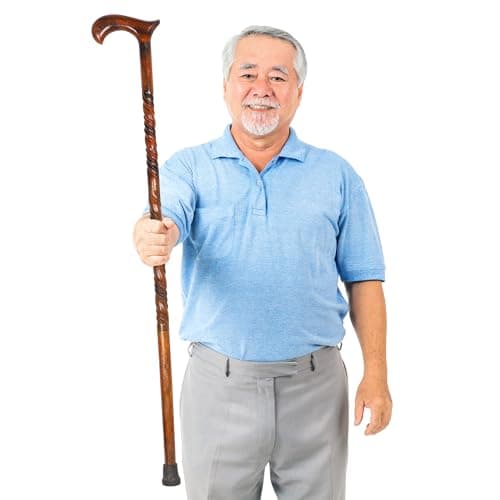 KSJONE Wood Cane 37 Inches Natural Classic Wood Walking Stick Fancy Canes Ergonomic Wood Cane for Seniors (Elegant Derby Handle) (Foldable Derby 2) 8