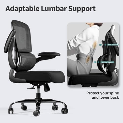 TRALT Office Chair - Ergonomic Desk Chair with Adjustable Lumbar Support, Mesh Computer Chair, Executive Chairs for Home Office Comfortable Lumbar Support (Black) 9