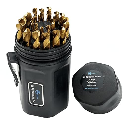 GMTOOLS 29PCS Drill Bit Set, M2 HSS, 135°Tip, Twist Jobber Length Drill Bit Kit for Hardened Metal, Cast Iron, Stainless Steel with Indexed Round Case,1/16"-1/2"