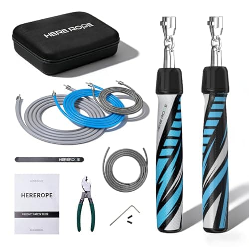 Hererope Weighted Jump Rope Set 3-in-1 Interchangeable 1/6lb 1/4lb 1/2lb Professional Jump Ropes for Men Women | Premium Ball Bearing Speed Rope Anti-Slip Leather Grip | Crossfit Boxing MMA 9
