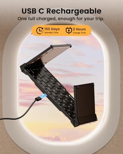 ProtoArc Foldable Keyboard with Touchpad, XK01 TP Folding Portable Keyboard, Full Size Keys, Large Trackpad Bluetooth Travel Keyboards for Laptop PC Tablet - Black 8