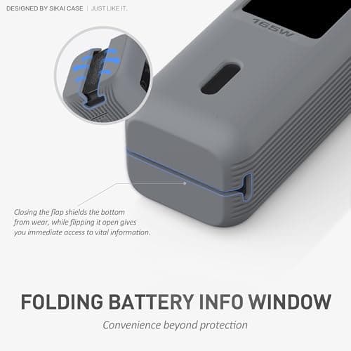 Silicone Case for Anker Laptop Power Bank (25,000mAh 165W) 1/4" Nut Hole,SD/SIM Card Storage, Display Protection&Dustproof, Travel Protective Cover Compatible with Anker Power Bank 165W (Gray) 5