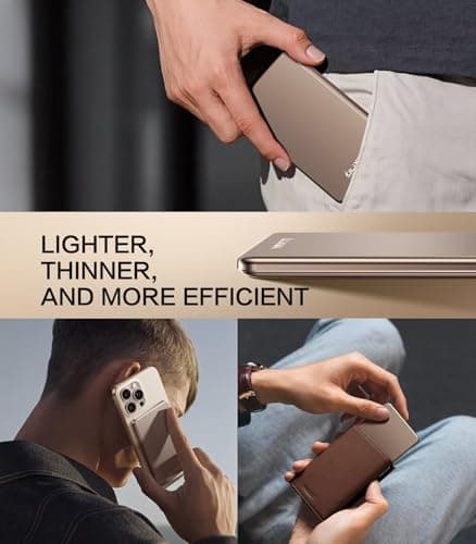 ULiXWH Magsafe Portable Charger for iPhone, 2025 Upgrade 5000mAh Fast Charging Magnetic Power Bank for iPhone 16 15 Pro Max 14 13 12, Desert Gold 5