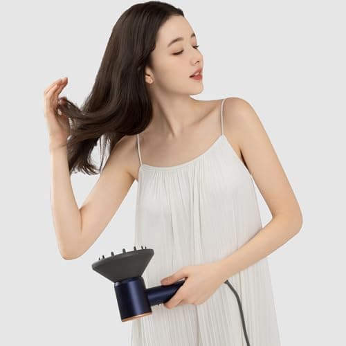 AINA Hair Dryer,Blow Dryer with Diffuser Brush Comb for Women - BLDC Hair Dryer - Brushless Motor, 110,000 RPM Lightweight,Ionic Travel, 3 Magnetic Attachments 110V/ALCI(Blue Golden) 6